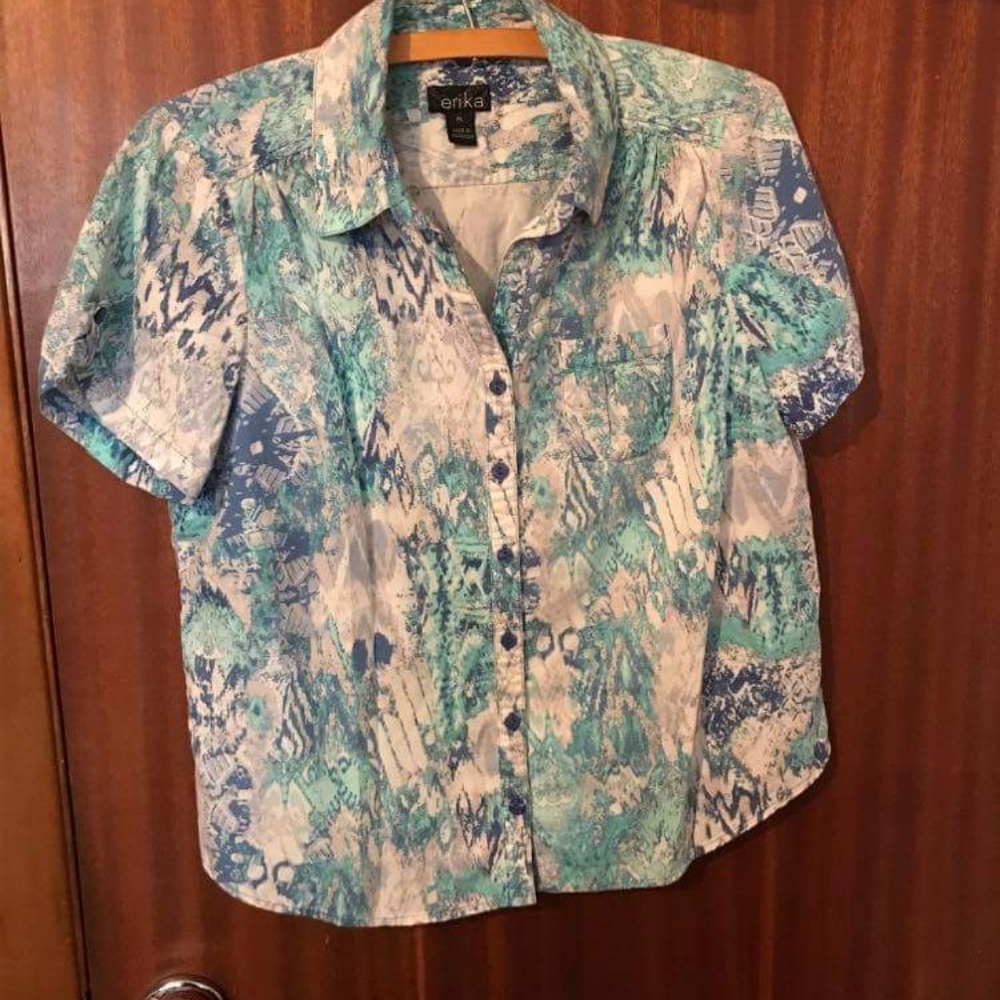 5 For $15 Vintage Animal print Erika button-up blouse size medium